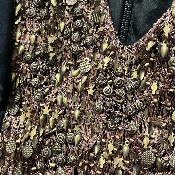 HUSSEIN CHALAYAN Bronze Charm Encrusted Black Dress IT42 - Picture 3 of 8